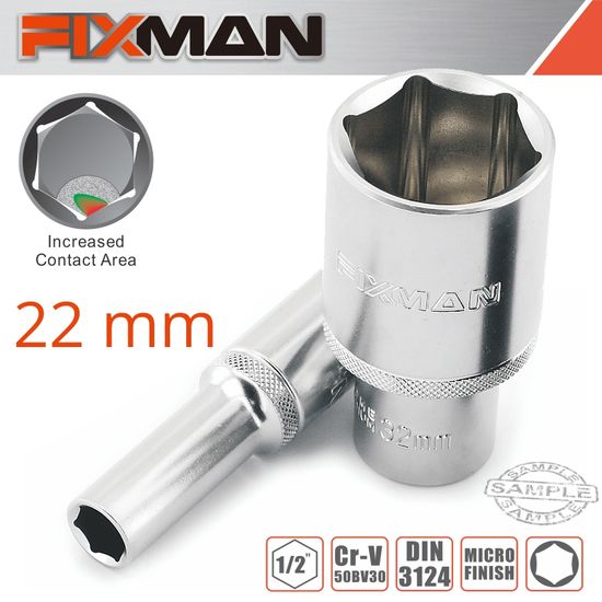 FIXMAN 1/2" Dr Deep Socket 22mm